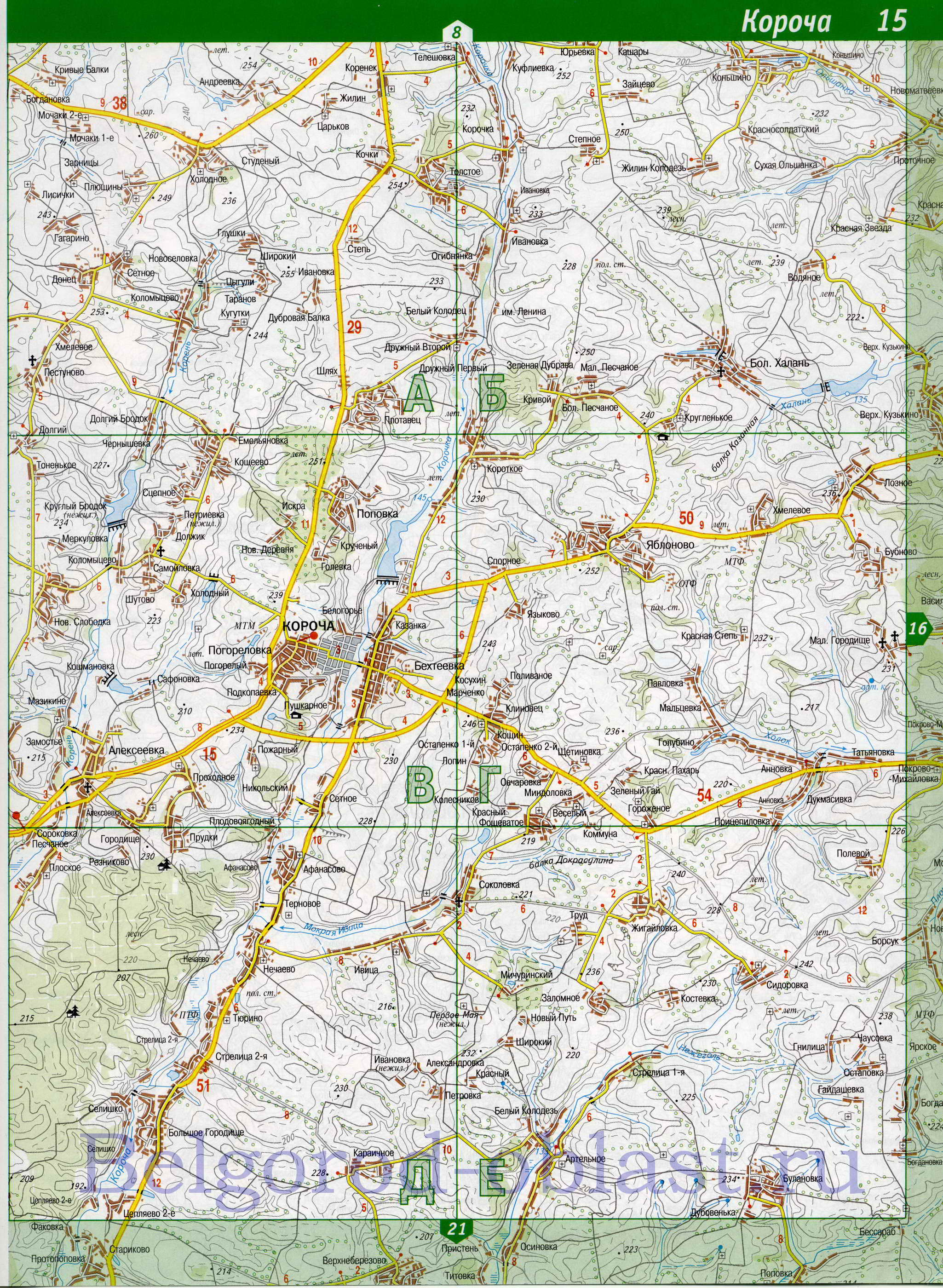 Карта Белгородской области. Белгородская область - подробная топографическая карта 1см:2км, C1 - 