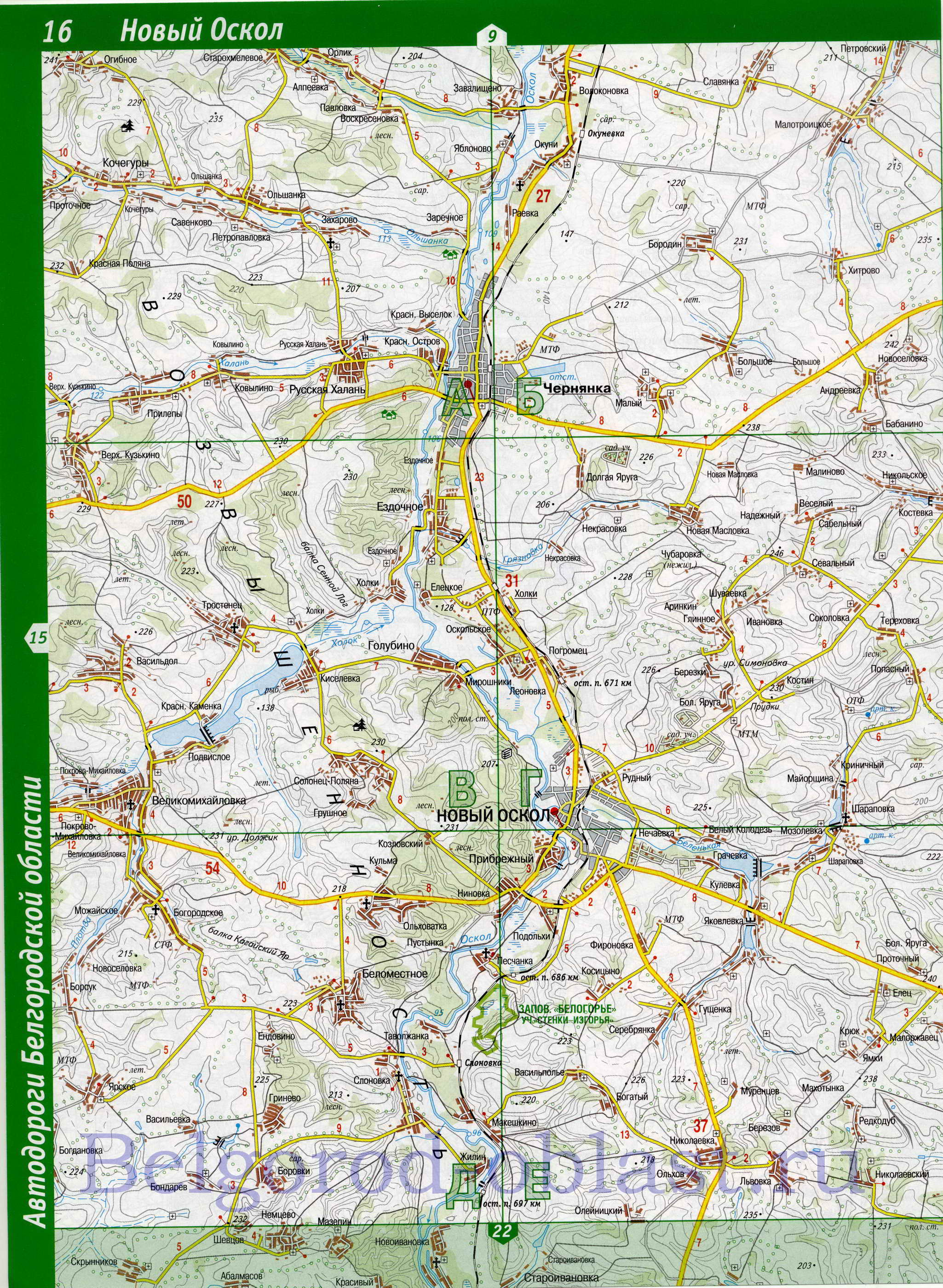Карта Белгородской области. Белгородская область - подробная топографическая карта 1см:2км, D1 - 