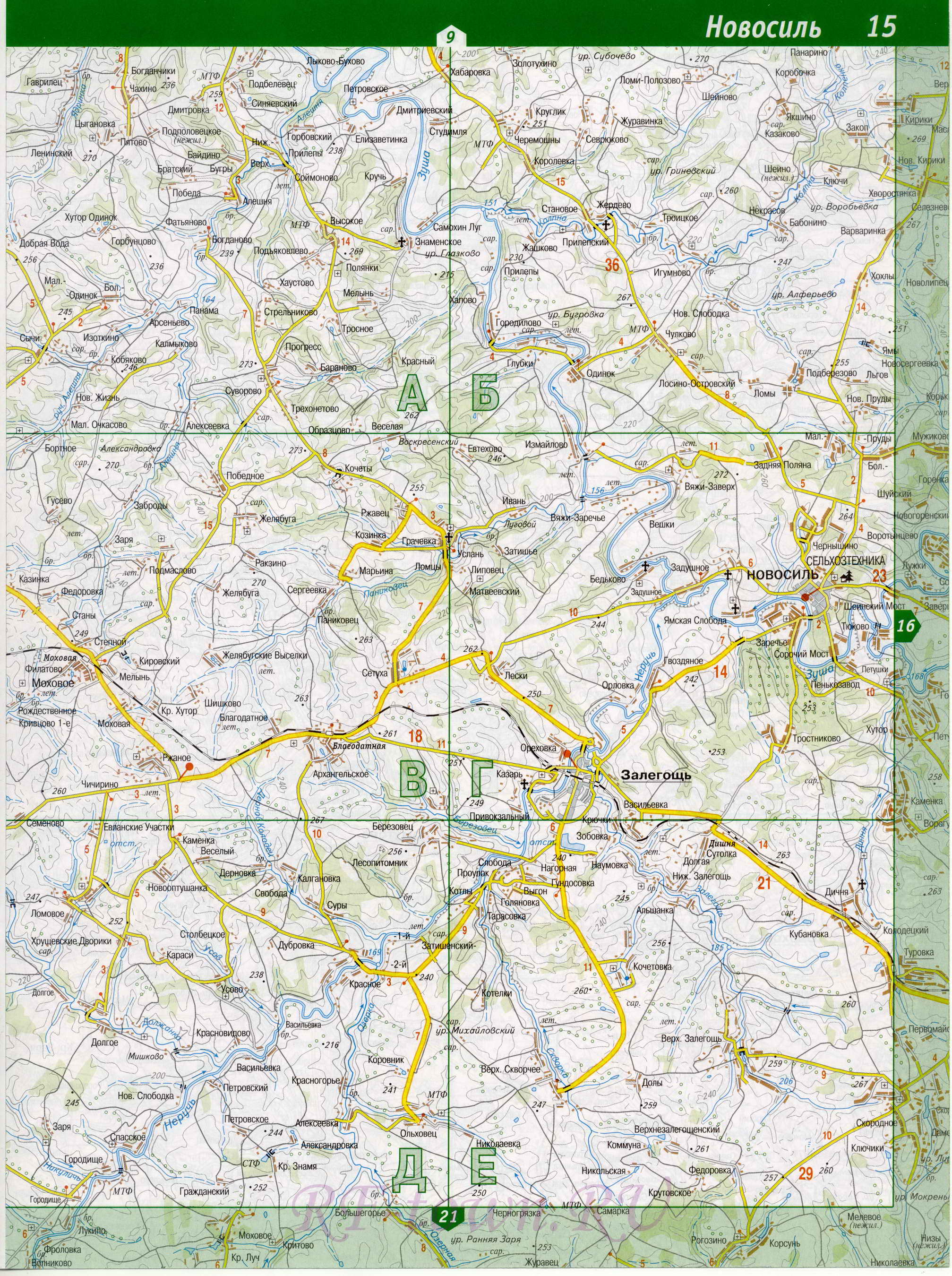 Карта Орловской области. Орловская область - подробная топографическая карта масштаба 1см:2км, C1 - 