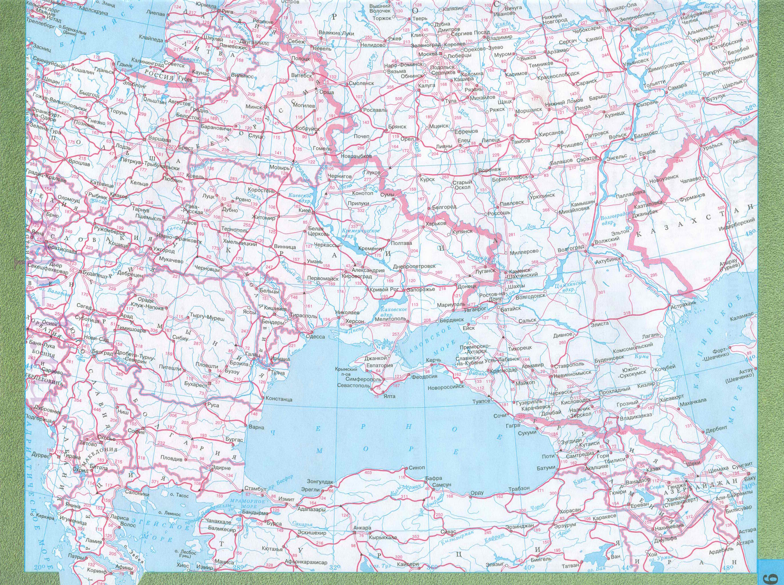  Карта дорог России. Карта автодорог европейской России. Подробная карта дорог России и Европы, A1 - 