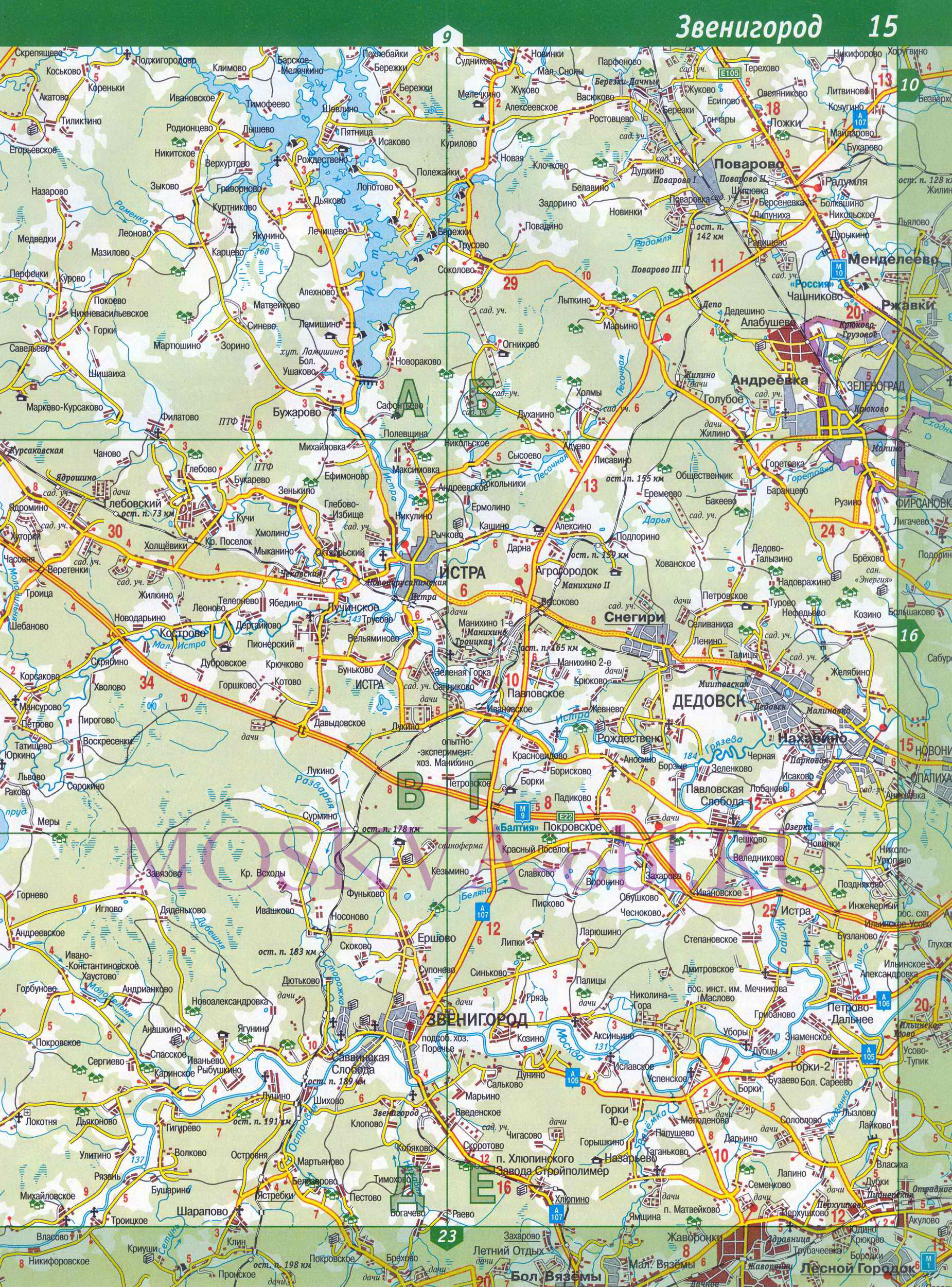 Карта Московской области. Московская область - подробная топографическая карта масштаба 1см:2км, B1 - 