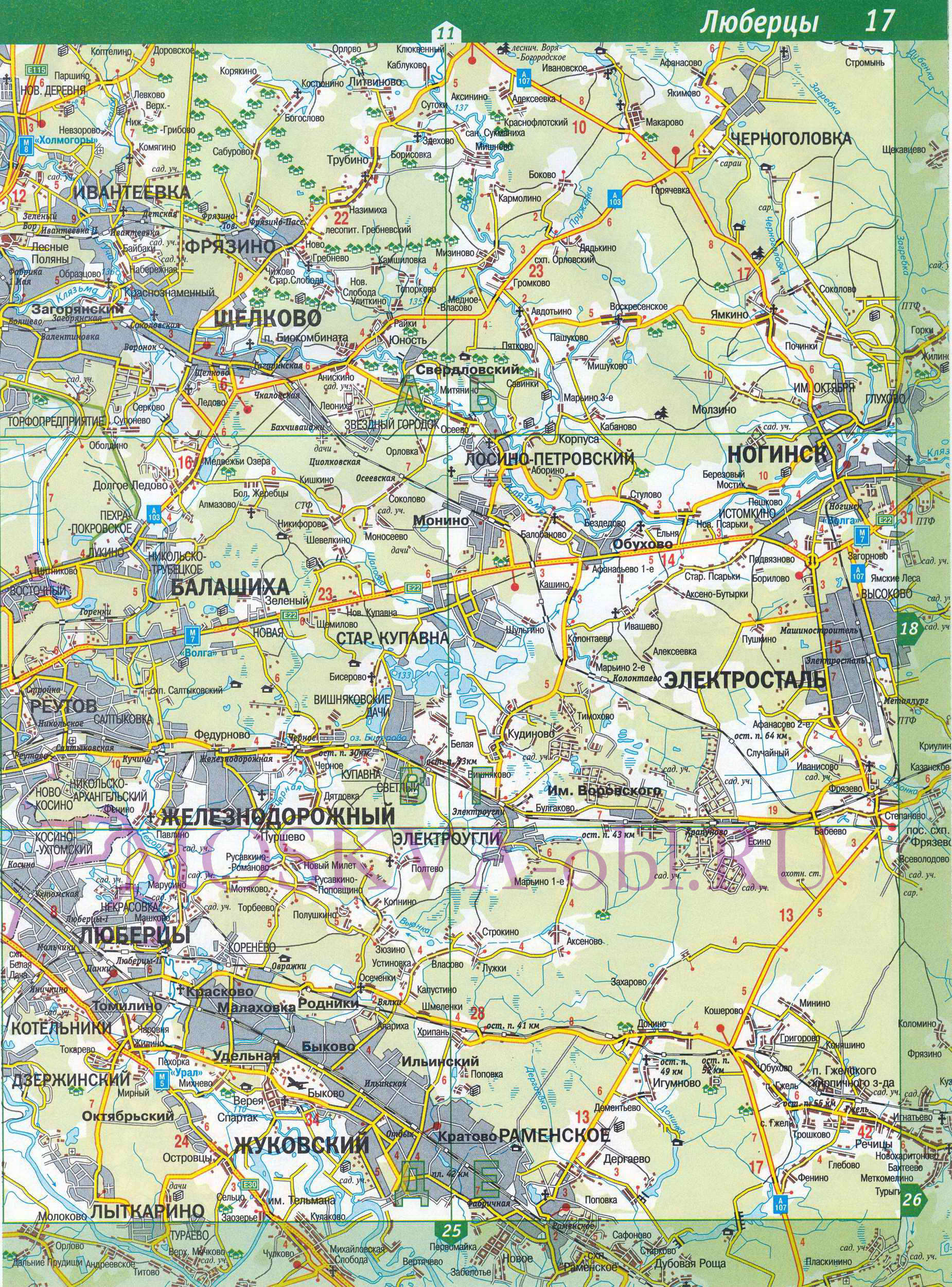 Карта Московской области. Московская область - подробная топографическая карта масштаба 1см:2км, D1 - 