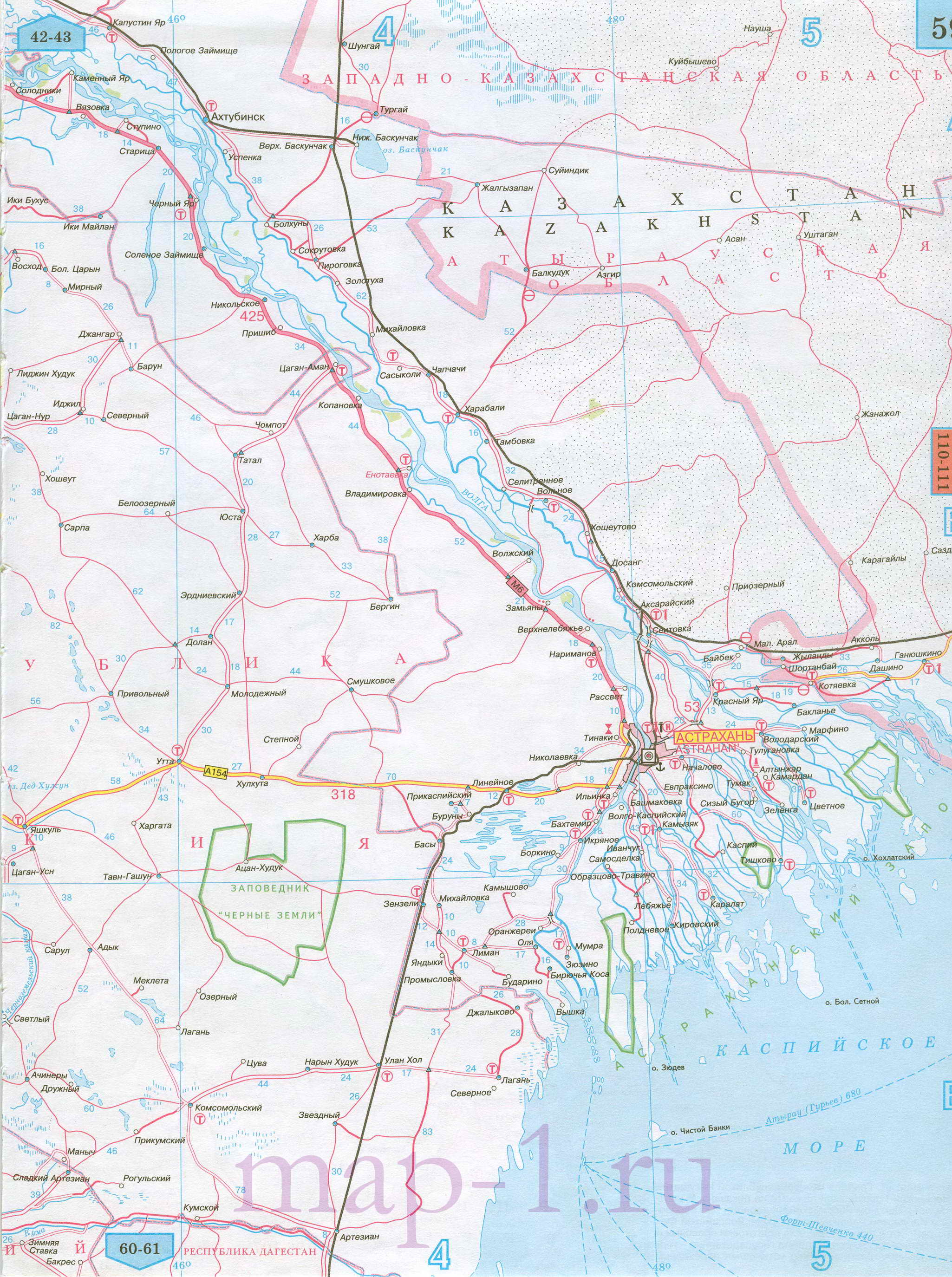 Карта Ставропольского края автомобильная. Подробная карта дорог - Ставропольский край, масштаб 1см:15 км, B0 - 