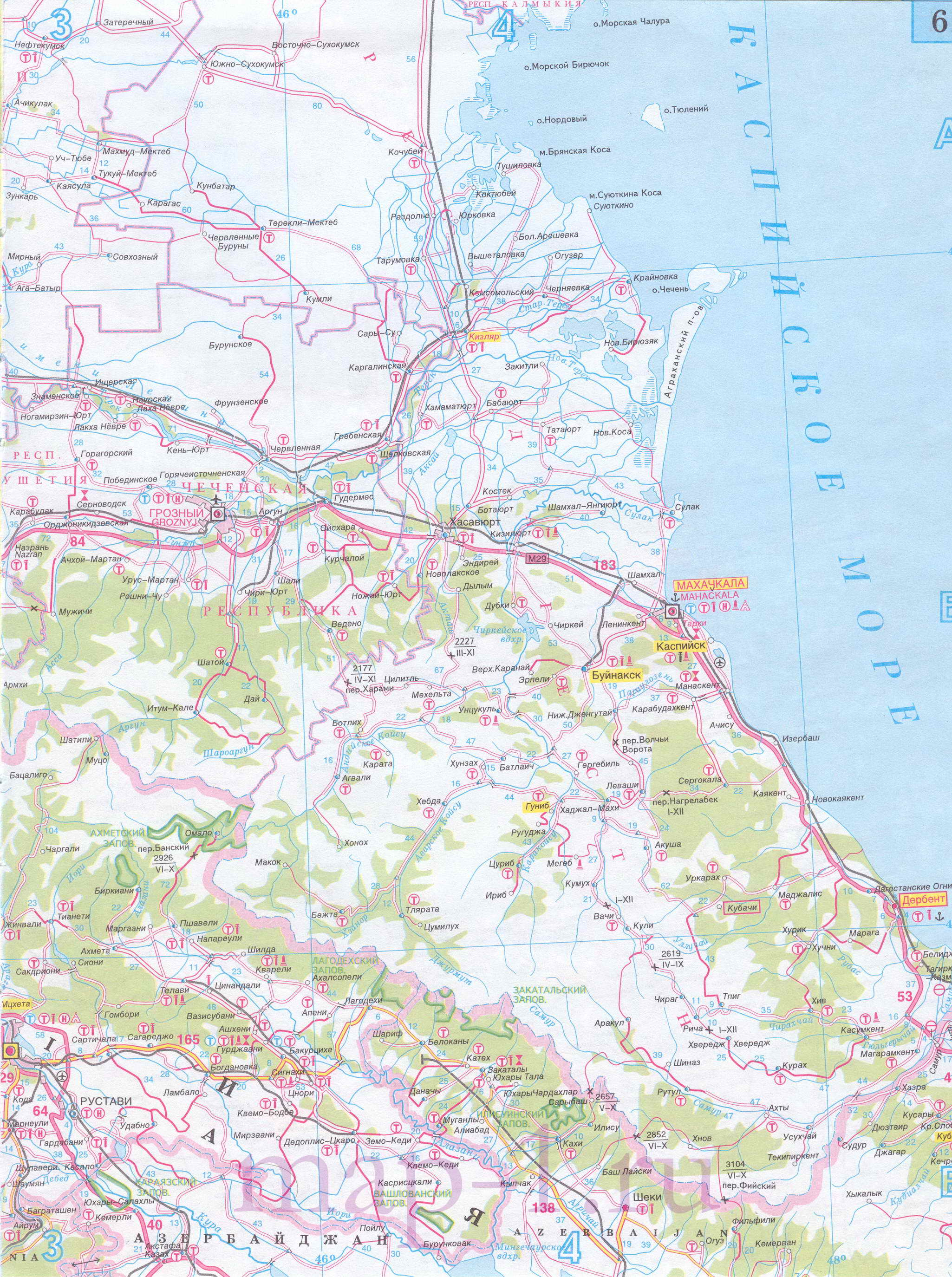 Карта Ставропольского края автомобильная. Подробная карта дорог - Ставропольский край, масштаб 1см:15 км, B1 - 