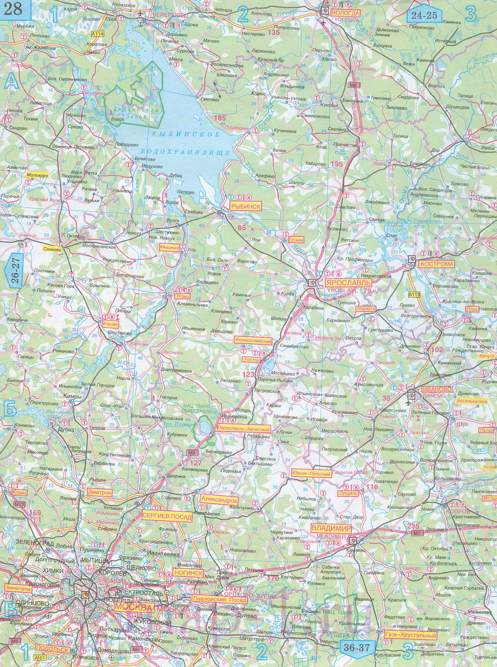 Карта Нижегородской области автомобильная. Подробная карта автодорог - Нижегородская область, масштаб 1см:15км, A0 - 