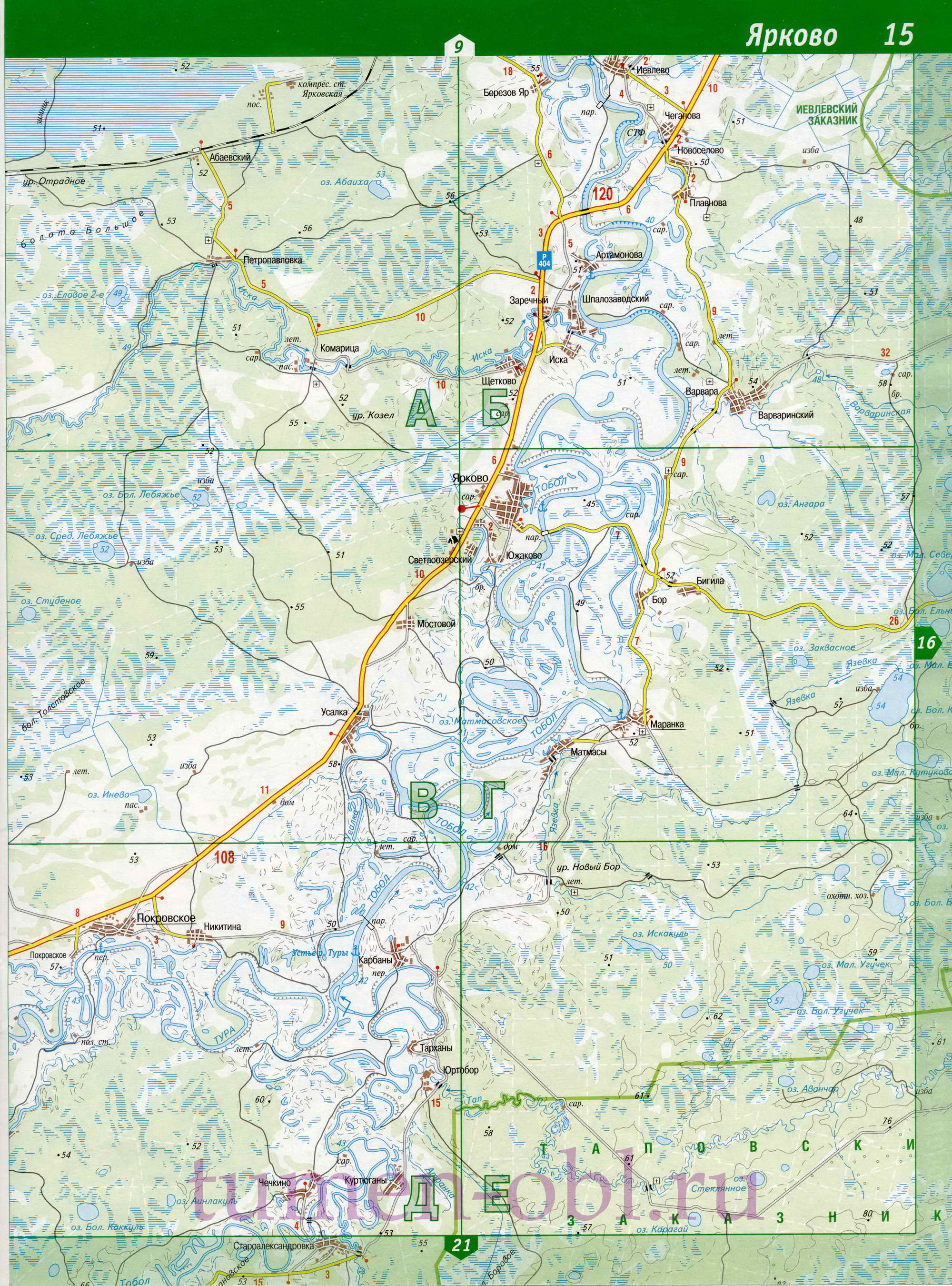 Карта Тюменской области топографическая. Подробная топографическая карта Тюменской области масштаба 1см:2км, D0 - 